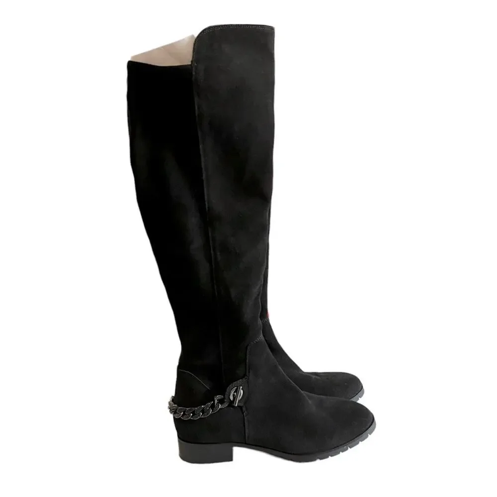 Karl Lagerfeld Paris Shay Black Suede Knee High Boot Size 7.5
